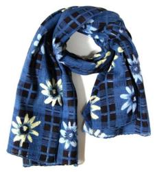 Bedrucktes Tuch Blumenmuster Dunkelblau