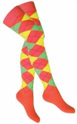 Overknee Socken Orange Mehrfarbige Karos