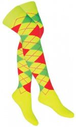 Overknee Socken Gelb mehrfarbigen Karos
