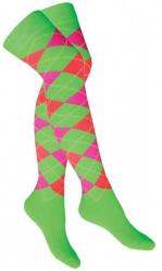 Overknee Socken Grün mehrfarbigen Karos