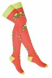 Overknee Socken Gelbe Totenköpfe
