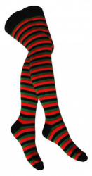 Overknee Socken Rot Grün Geringelt