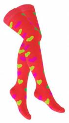 Overknee Socken Dunkelorange Mehrfarbige Herzen