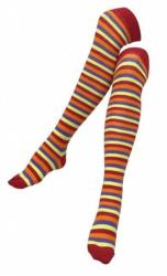 Rote Overknee Socken mehrfarbigen Streifen