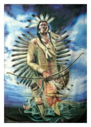Native American Mit Pfeil Und Bogen Posterfahne
