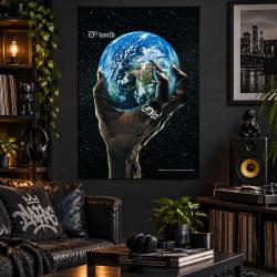 D12 World Posterfahne mit Globus in einer knöchernen Hand