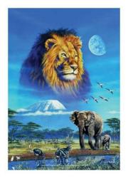 Safari Elefant & Löwe Posterfahne